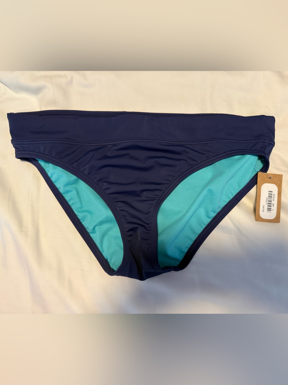 Title Nine Navy Bikini Bottom with Teal Lining